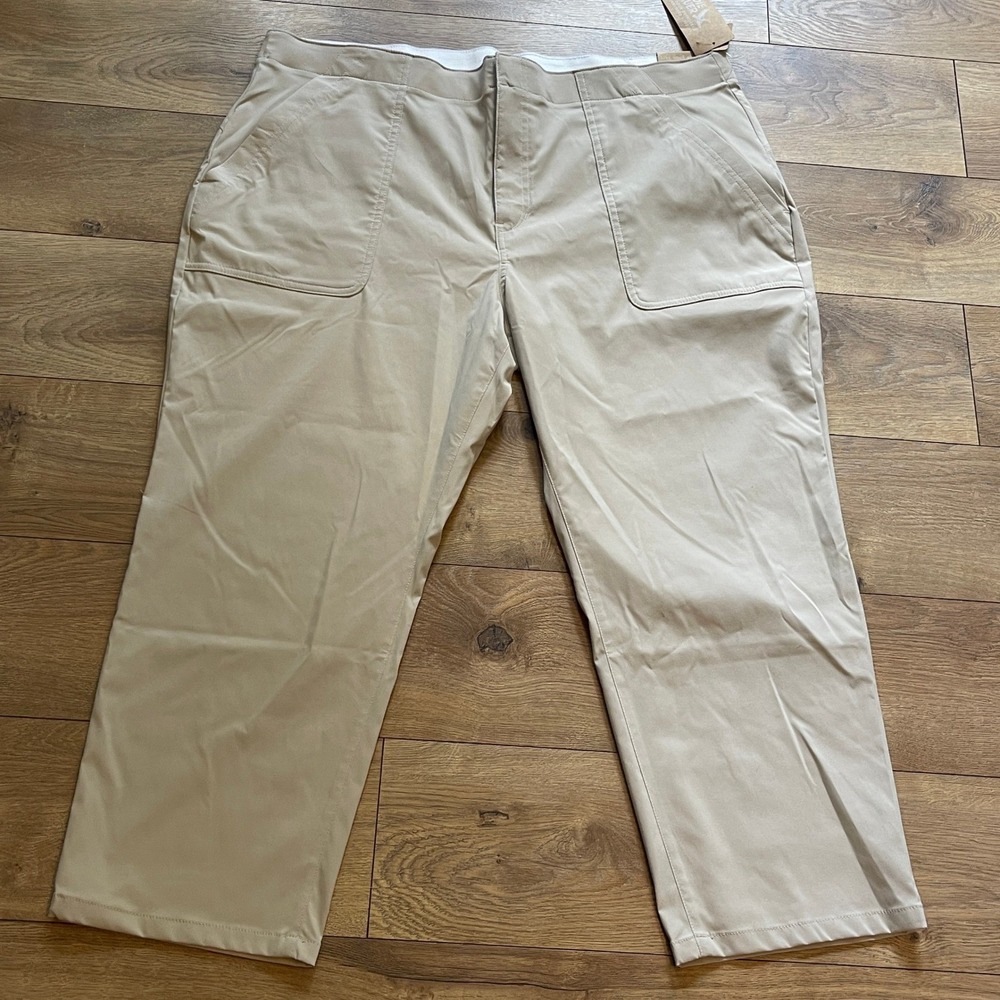 Eddie Bauer Women's WR Horizon High Rise Crop Pants Size 18 Pumice 50+UPF New - Picture 2 of 15